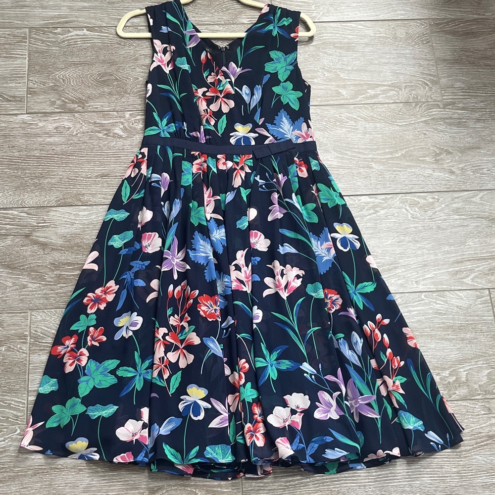 Talbots Navy Floral Fit & Flare Dress for Girls Sz 4-6